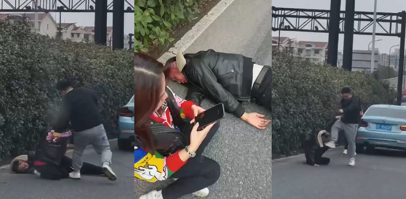 上海路虎男暴打老丈人 拦车暴揍殴打后 一脚踢头差点当场给踢死 现场完整画面流出！ - 51吃瓜网-51吃瓜网